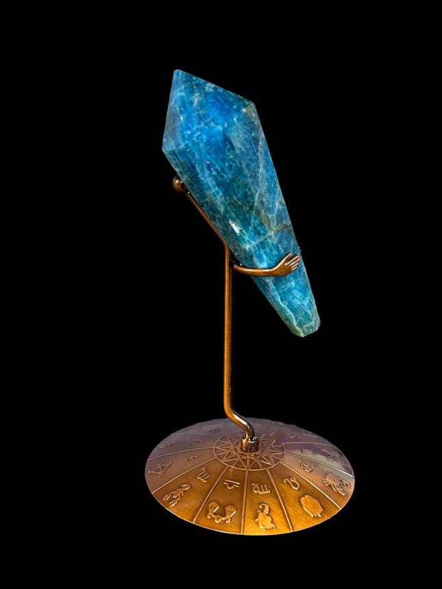 Blue Apatite Scepter with Metal Zodiac Stand - 6 N Sandusky St.  Delaware, OH. 43015