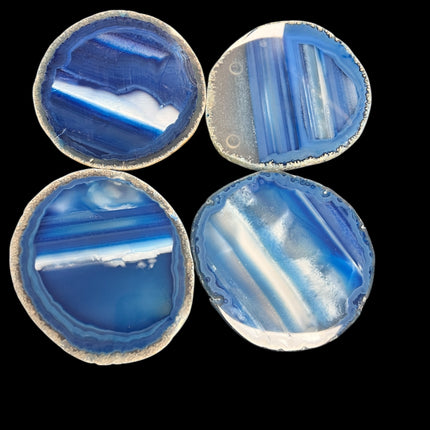 Blue Agate coaster, polished 4-inch crystal slice with natural banding from Raven’s Cauldron 6 N. Sandusky street Delaware ohio 43015