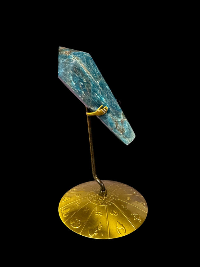 Blue Apatite Scepter with Metal Zodiac Stand - 6 N Sandusky St.  Delaware, OH. 43015