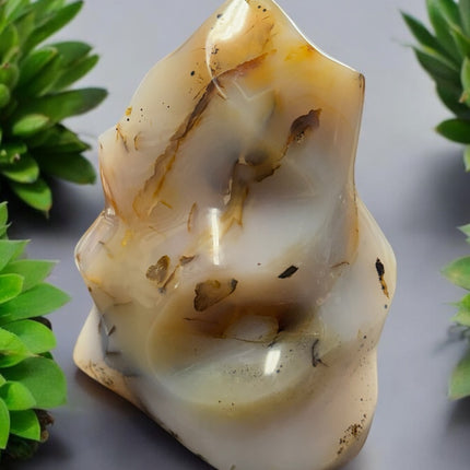 Botswana Dendritic Agate Hand Carved Flame - 6 N Sandusky St. Delaware, OH 43015