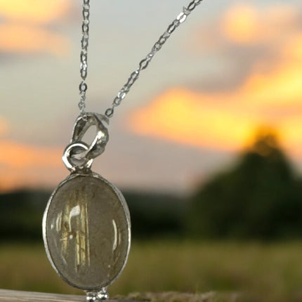 Golden Rutilated Quartz Necklace, Gold Rutile Quartz Pendant