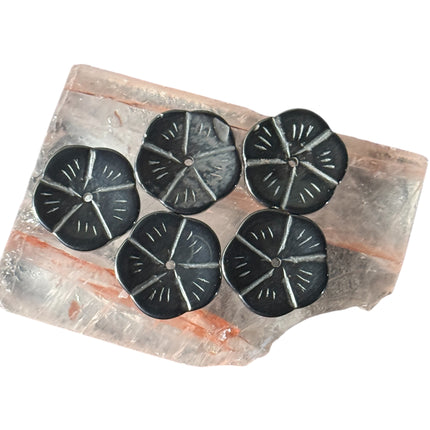 3/4 inch polished Hematite flower for jewelry making and metaphysical decor – Raven's Cauldron, 6 N Sandusky St, Delaware, OH 43015