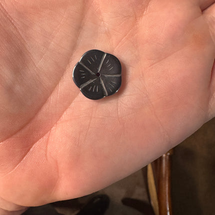 3/4 inch polished Hematite flower for jewelry making and metaphysical decor – Raven's Cauldron, 6 N Sandusky St, Delaware, OH 43015