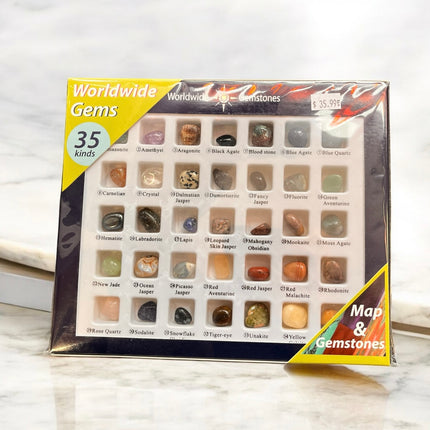 Worldwide Gemstones – Semi-Precious Stones Collection | 35 Gemstones with Map & Healing Properties