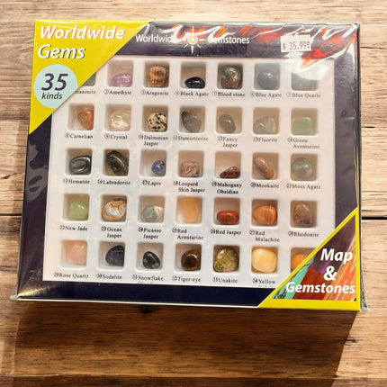 Worldwide Gemstones – Semi-Precious Stones Collection | 35 Gemstones with Map & Healing Properties