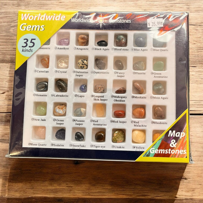 Worldwide Gemstones – Semi-Precious Stones Collection | 35 Gemstones with Map & Healing Properties