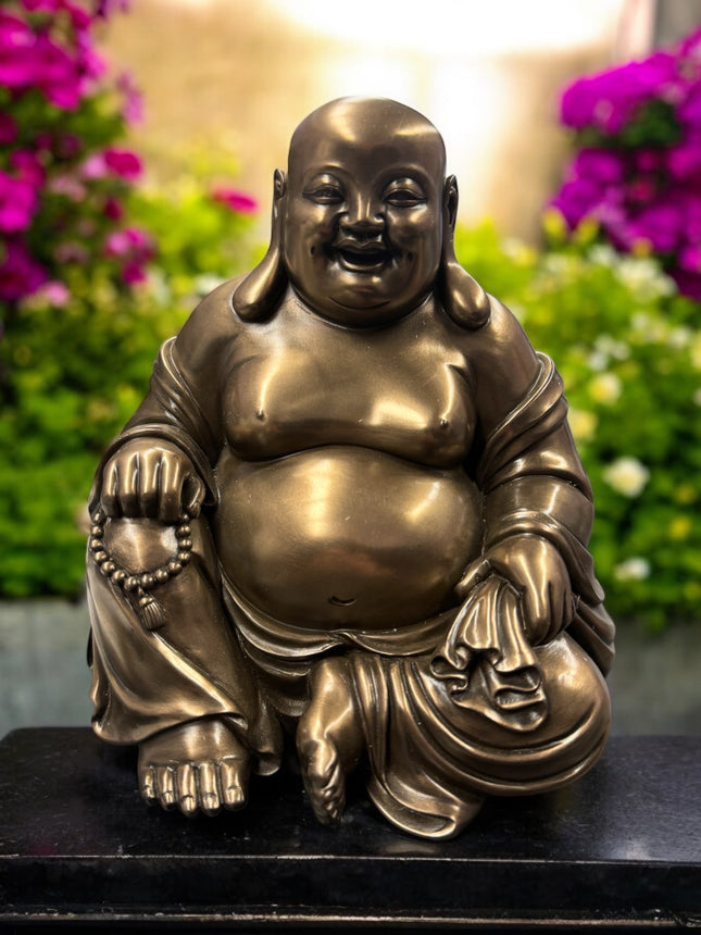 Laughing Buddha with Beads Cold Bronze by Veronese Design - Raven's Cauldron 6 N Sandusky St.  Delaware, OH 43015