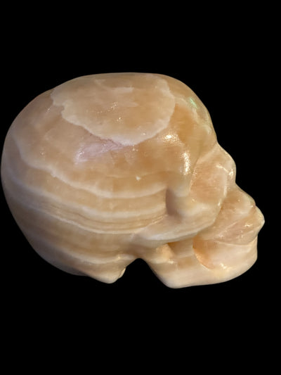 Orange Banded Calcite Skull – 1828g (4 lbs) High-Quality Carving for Creativity, Vitality & Emotional Healing