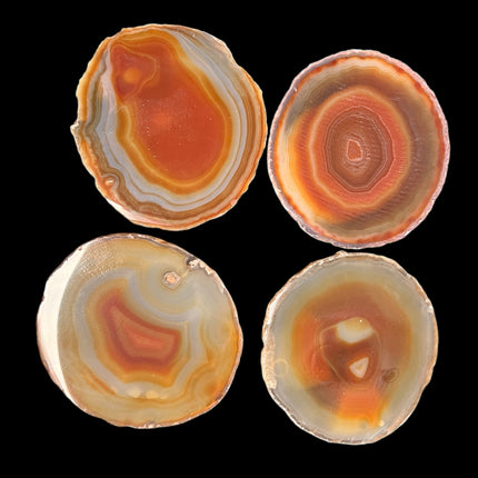 Orange Agate coaster, polished 4-inch crystal slice with natural banding from Raven’s Cauldron 6 N. Sandusky street Delaware ohio 43015
