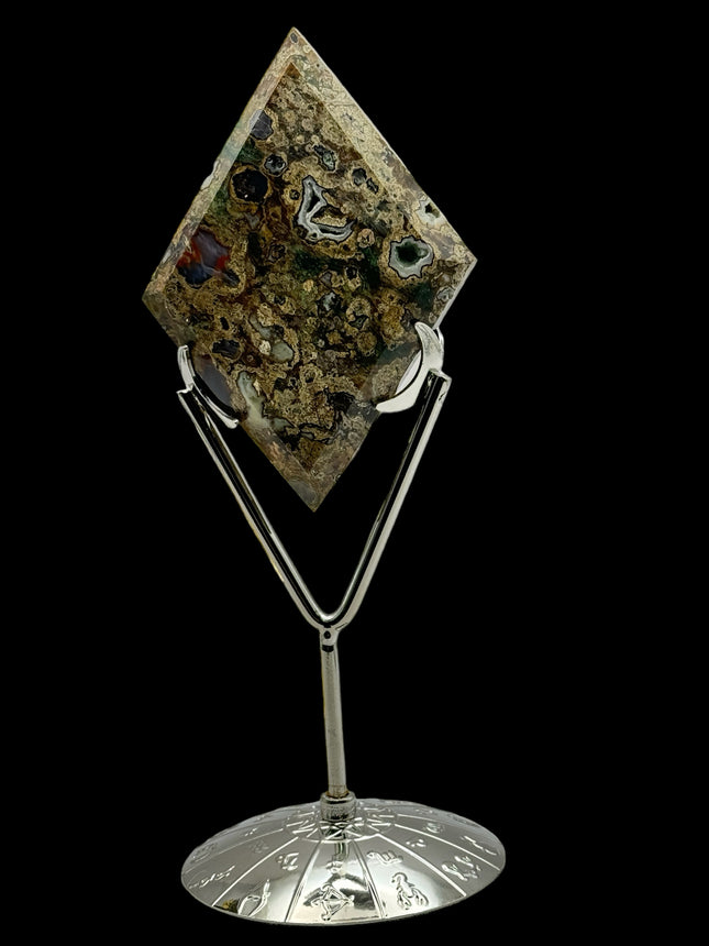 Rainforest Rhyolite Rhombus / Diamond with Stand - Raven's Cauldron