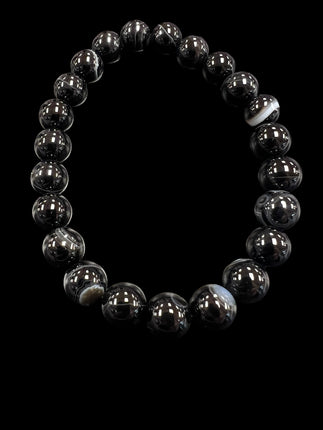Black Sardonyx Bracelet | 8mm Beads