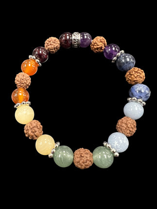 7 Chakra & Rudraksha Bracelet | 8mm Beads