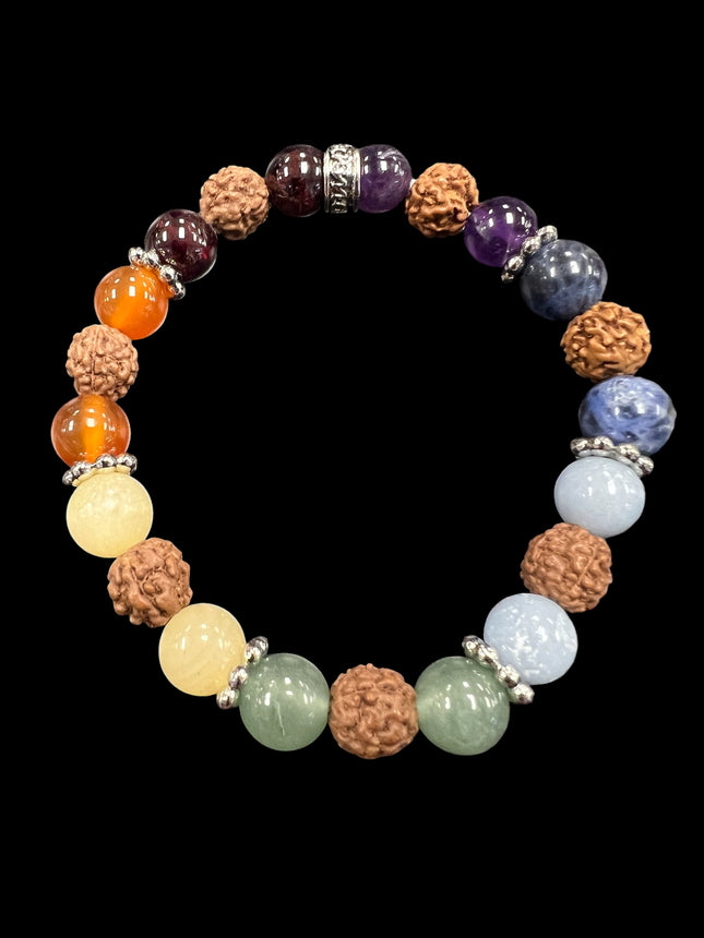 7 Chakra & Rudraksha Bracelet | 8mm Beads