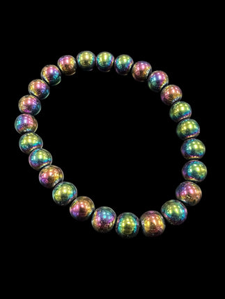 Titanium Hematite Bracelet | 8mm Beads