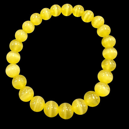 Yellow Fiber Optic Cat's Eye Bracelet | 8mm Beads