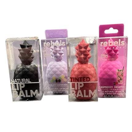 Rebels Refinery Pineapple Case lip balm- pineapple, chocolate easter egg, tinted strawberry and Raspberry Mojito- Raven's Cauldron -6 North Sandusky Street Delaware Ohio