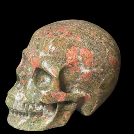 1521g Unakite crystal skull in earthy green and pink tones – Raven’s Cauldron, 6 N Sandusky St, Delaware, OH 43015