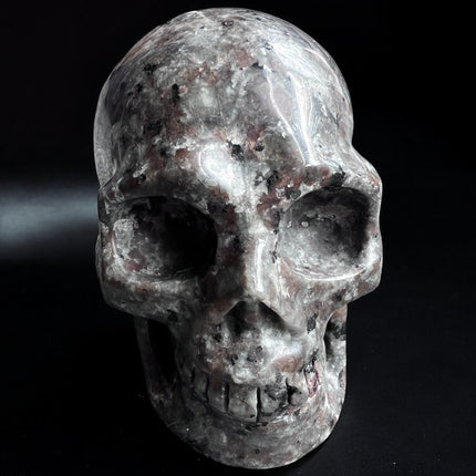 750g Yooperlite crystal skull glowing under UV blacklight – Raven’s Cauldron, 6 N Sandusky St, Delaware, OH 43015