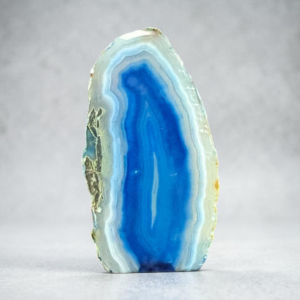 Dyed Blue Agate polished freeform with cut base 104 grams calming communication crystal Raven’s Cauldron Delaware Ohio