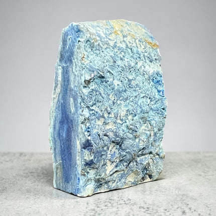 Dyed Blue Agate polished freeform with cut base 104 grams calming communication crystal Raven’s Cauldron Delaware Ohio