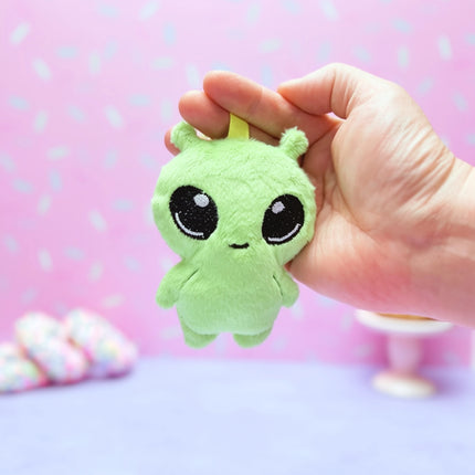 Chibi Alien Plush Bag Charm by Kawaii Hair Candy cute sci-fi UFO plushie bag clip