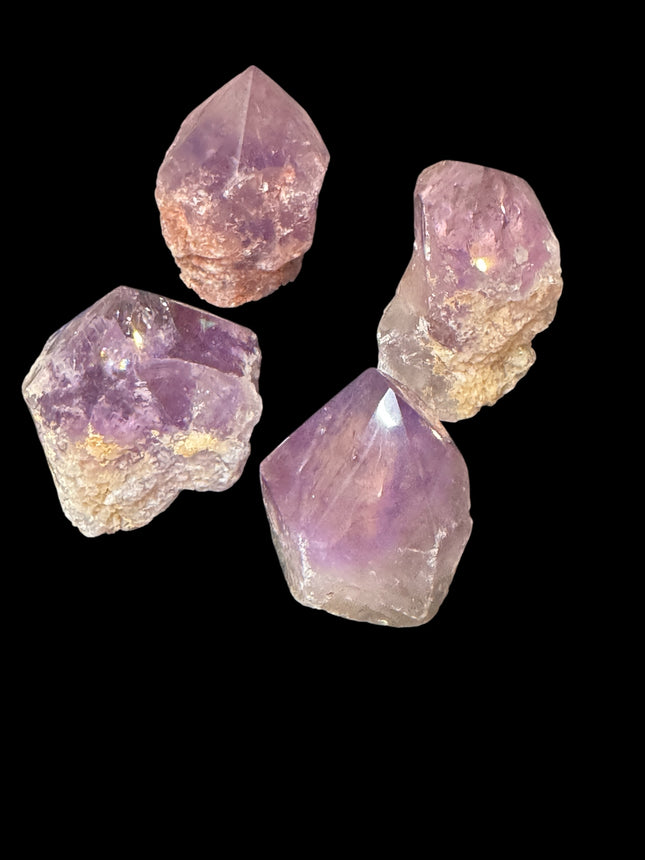 Small Brazilian Amethyst point with polished top and rough base – Raven’s Cauldron, Delaware, OH