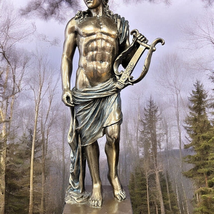 Apollo, Greek God of Poetry, Music, and Light, Holding Lyre Statue by Veronese Design - Raven's Cauldron