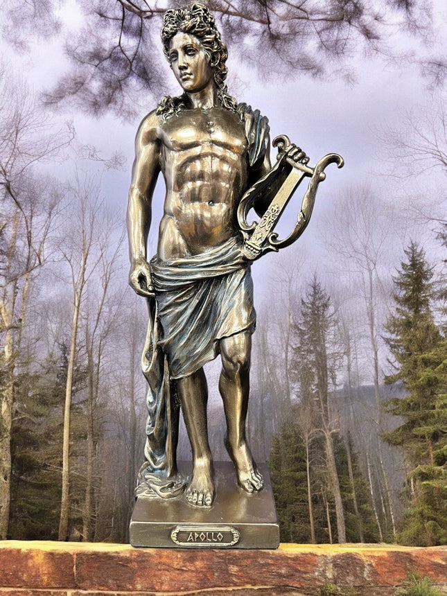 Apollo, Greek God of Poetry, Music, and Light, Holding Lyre Statue by Veronese Design - Raven's Cauldron