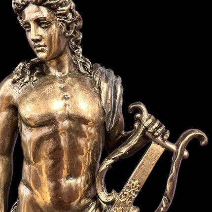 Apollo, Greek God of Poetry, Music, and Light, Holding Lyre Statue by Veronese Design - Raven's Cauldron