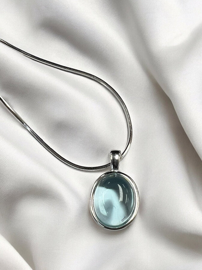 Aquamarine Blue Crystal Pendant, Silver 925 Necklace, March Birthstone, Bridal - Raven's Cauldron