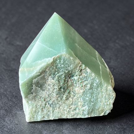 Green Aventurine semi-polished crystal point for luck, prosperity, and heart chakra healing from Raven's Cauldron, 6 N Sandusky St, Delaware OH 43015