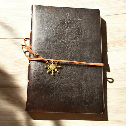 Large 7-inch nautical leather writing journal with pendants