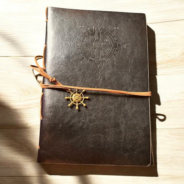 Large 7-inch nautical leather writing journal with pendants