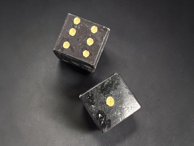 Black Tourmaline 6-sided gemstone die 0.75 inch polished crystal dice for protection grounding Raven’s Cauldron, Delaware, OH
