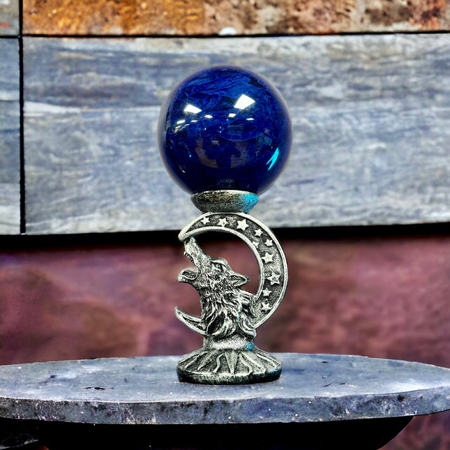 Blue Gazing Ball - Slag Glass - Raven's Cauldron