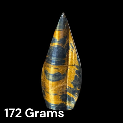 AAA Blue Tiger’s Eye Falcon’s Eye Tear Drop Ornament with golden flash Raven's Cauldron 6 N Sandusky St. Delaware, OH 43015