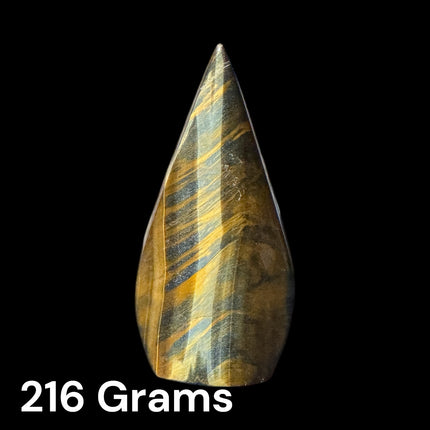 AAA Blue Tiger’s Eye Falcon’s Eye Tear Drop Ornament with golden flash Raven's Cauldron 6 N Sandusky St. Delaware, OH 43015