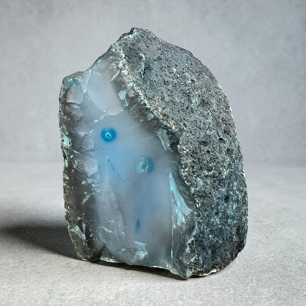 Dyed Blue Agate freeform crystal with cut base polished standing stone 168 grams Raven’s Cauldron Delaware Ohio
