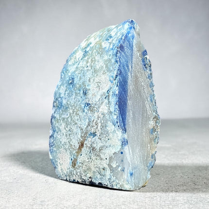 Dyed Blue Agate crystal standing stone with cut base polished natural banded agate Raven’s Cauldron Delaware Ohio