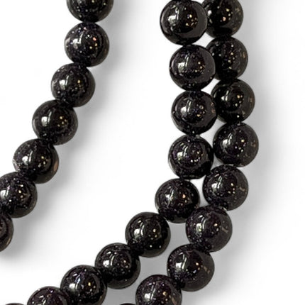 Blue Goldstone 6mm Bead Strand – 14" Sparkling Crystal Beads for Jewelry Making & Ambition