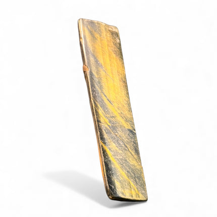 Hawk’s Eye gemstone slab with blue-gold shimmer