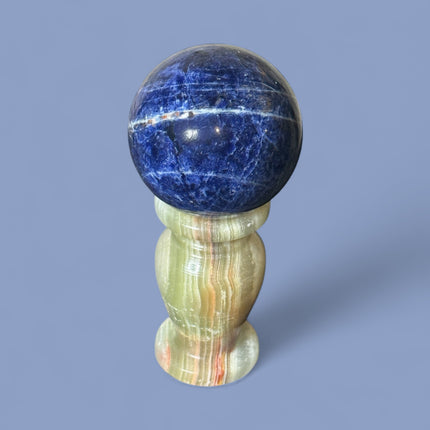 Brazilian Sodalite sphere 208g polished for intuition and psychic awareness - Raven's Cauldron 6 N Sandusky St. Delaware, OH 43015