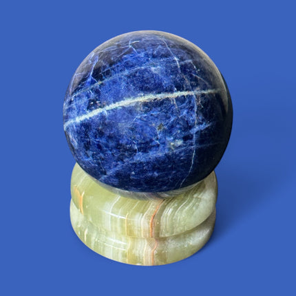 Brazilian Sodalite sphere 208g polished for intuition and psychic awareness - Raven's Cauldron 6 N Sandusky St. Delaware, OH 43015