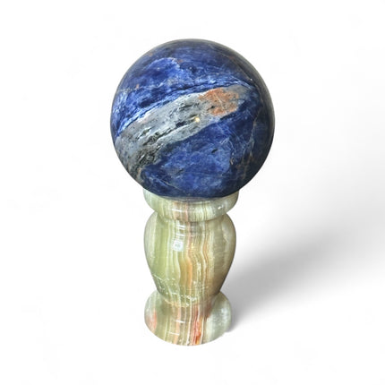 Brazilian Sodalite sphere 334g polished for meditation and psychic insight - Raven's Cauldron 6 N Sandusky St. Delaware, OH 43015