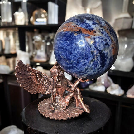Brazilian Sodalite sphere 477g polished for intuition and meditation - Raven's Cauldron 6 N Sandusky St. Delaware, OH 43015