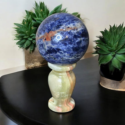 Brazilian Sodalite sphere 477g polished for intuition and meditation - Raven's Cauldron 6 N Sandusky St. Delaware, OH 43015