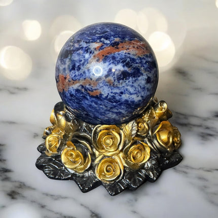 Brazilian Sodalite sphere 477g polished for intuition and meditation - Raven's Cauldron 6 N Sandusky St. Delaware, OH 43015