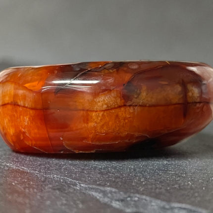 Carnelian crystal bowl polished hand carved 4 inch energy charging dish for creativity and sacral chakra healing, Raven's Cauldron, 6 N Sandusky St, Delaware, OH