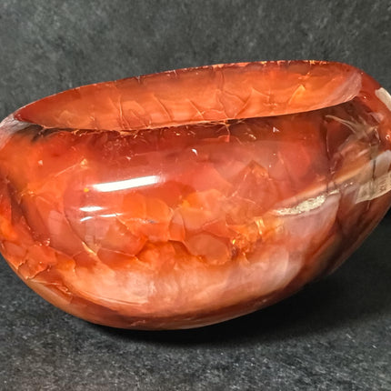 Carnelian crystal bowl hand carved orange stone dish 5 inch 780 grams polished sacral chakra crystal bowl, Raven's Cauldron, 6 N Sandusky St, Delaware, OH