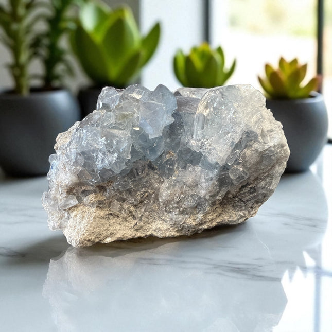 Celestite Cluster 462 grams, Raven's Cauldron, 6 N. Sandusky St, Delaware, OH 43015